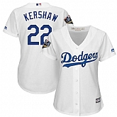 Women Dodgers 22 Clayton Kershaw White 2018 World Series Cool Base Player Jersey Dzhi,baseball caps,new era cap wholesale,wholesale hats